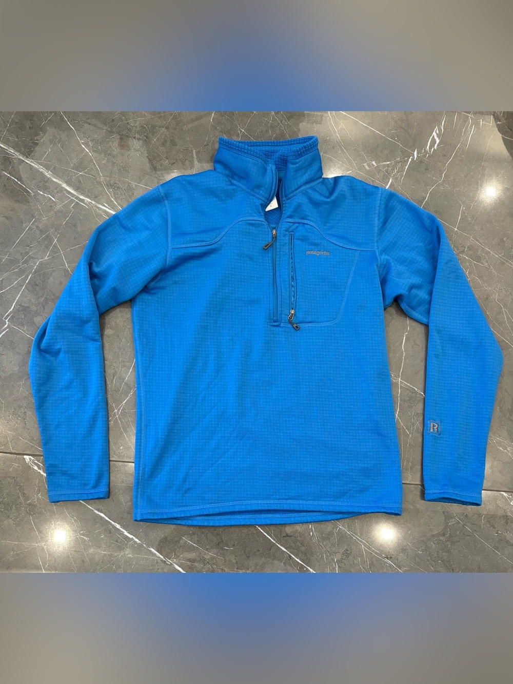 Patagonia R1 Regulator Fleece 1/4 Zip Pullover Mens Medium Waffle Grid Teal Blue